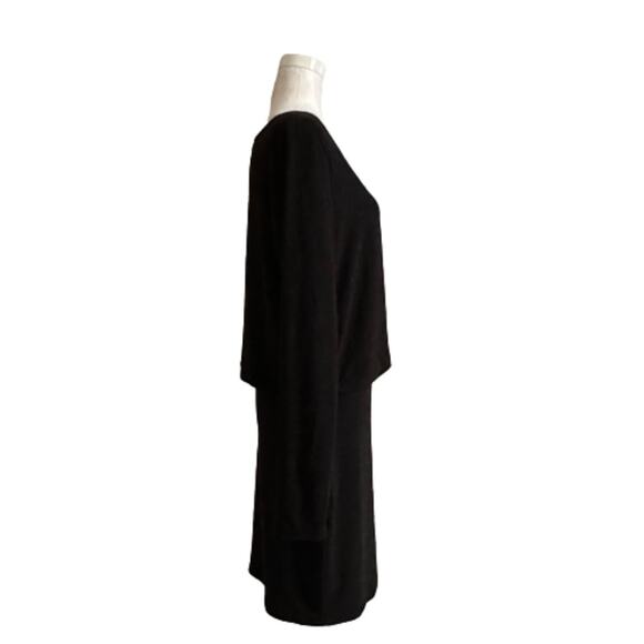 Mittoshop Black Jersey Round Neck Long Sleeve Blouson Waist Dress Size Large NEW - Picture 6 of 12